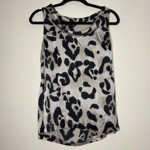ANN TAYLOR Silk Cheetah Leopard Print Office Careerwear Business Cowl Tank Top